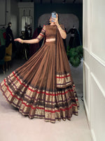 Thumbnail for Pramukh Fab Brown Color Chanderi Lehenga Choli