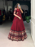 Thumbnail for Pramukh Fab Red Color Chanderi Lehenga Choli