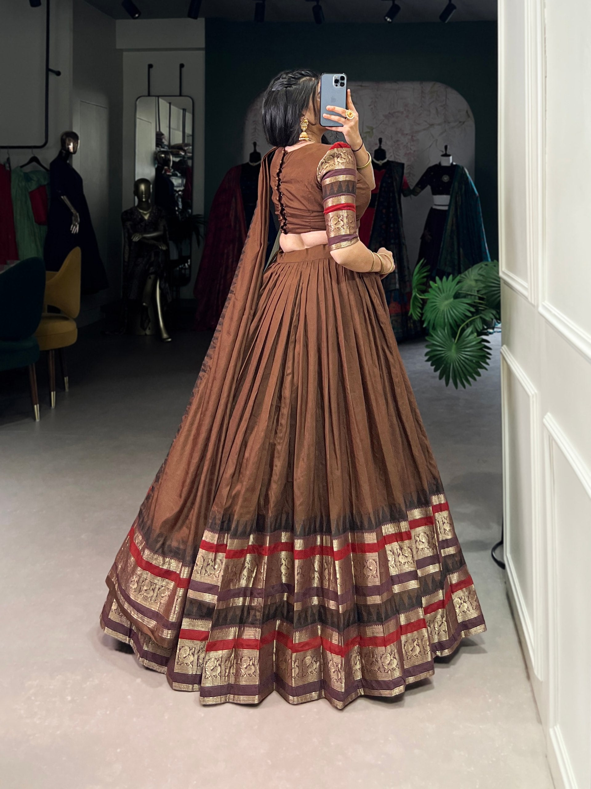 Pramukh Fab Brown Color Chanderi Lehenga Choli