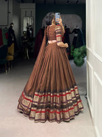 Thumbnail for Pramukh Fab Brown Color Chanderi Lehenga Choli
