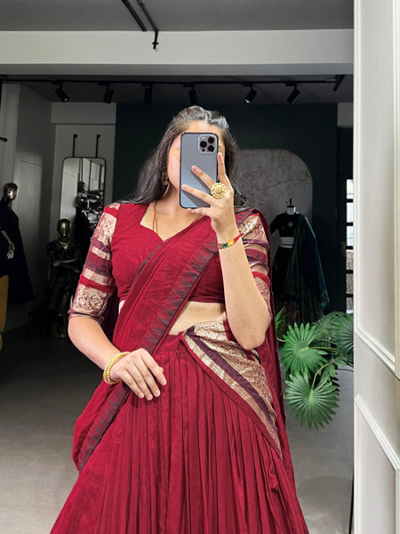 Pramukh Fab Red Color Chanderi Lehenga Choli