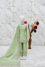 Thumbnail for Evanik Green Designer Party Wear Heavy Silk Kids Top Sharara & Dupatta Set - Distacart