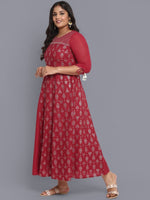 Thumbnail for AURELIA Red Ethnic Motifs Midi Dress