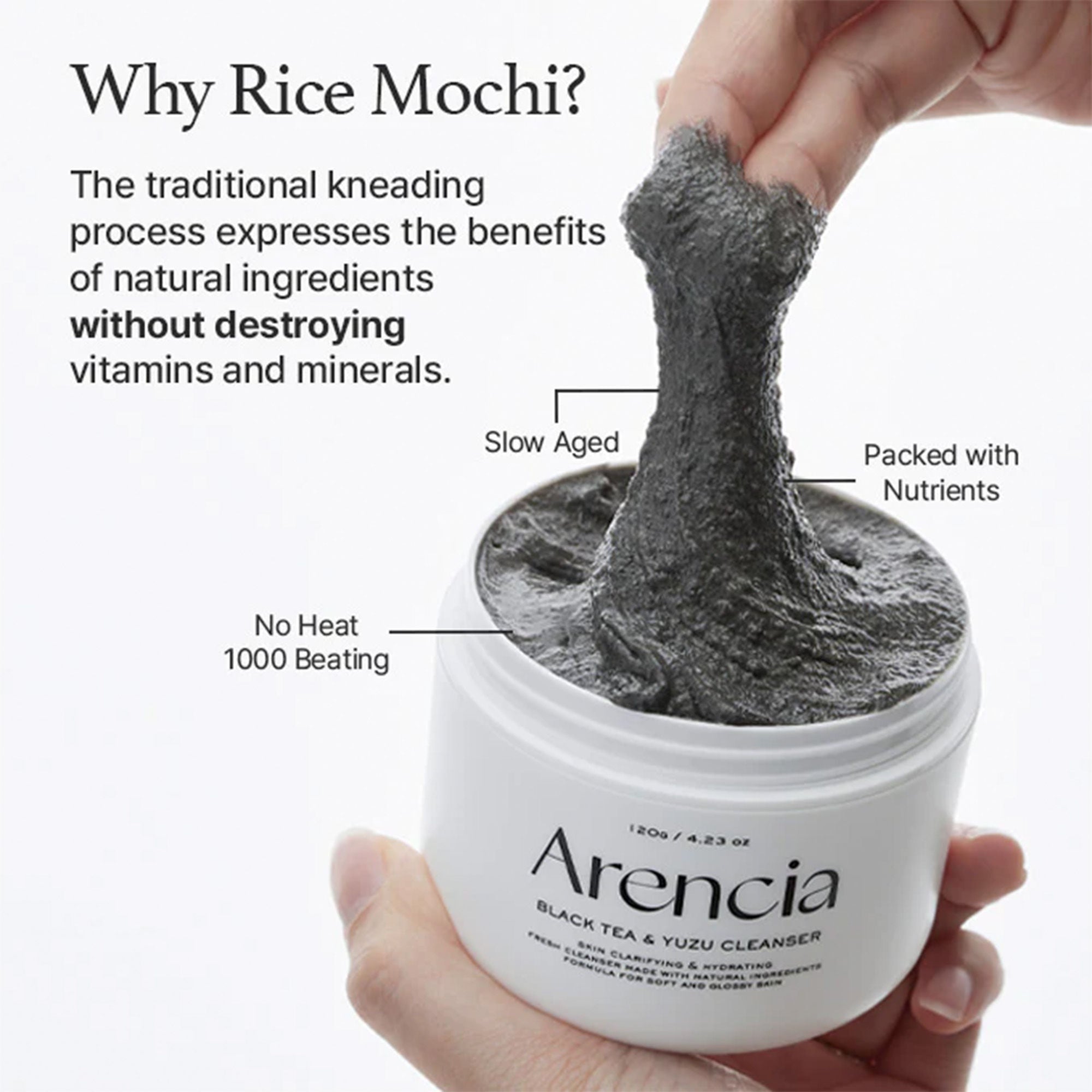 Arencia Black Tea Rice Mochi Cleanser