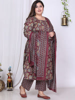 Thumbnail for Swasti Floral Printed Regular Sequinned Pure Cotton Kurta with Trousers & Dupatta