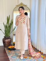 Thumbnail for The52 Embroidered Rayon Fabric Straight Kurta, Pant and Dupatta Set