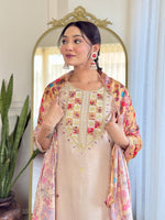 Thumbnail for The52 Embroidered Rayon Fabric Straight Kurta, Pant and Dupatta Set