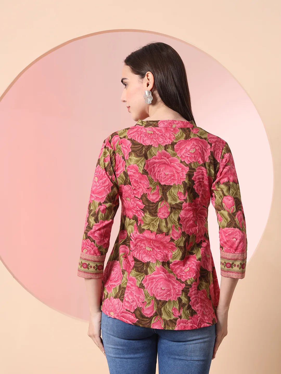 Yufta Pink Pure Cotton Gathered Or Pleated Top - Distacart