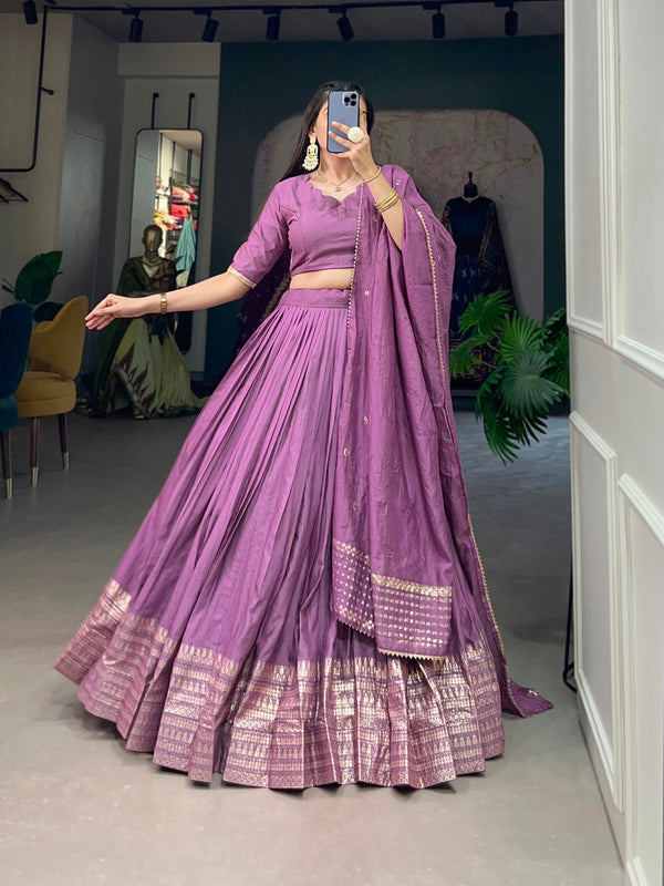 Pramukh Fab Lavender Color Chanderi Lehenga Choli