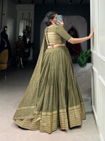 Thumbnail for Pramukh Fab Olive Color Chanderi Lehenga Choli