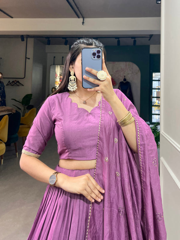 Pramukh Fab Lavender Color Chanderi Lehenga Choli