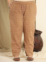 Thumbnail for Yufta Mustard Pure Cotton Kurta Dupatta Pant Set With Handwork