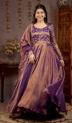Thumbnail for Yash Enterprise Light Purple Cosmos Silk Embroidery Party Wear Suit Set - Distacart
