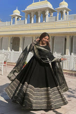 Thumbnail for Yash Enterprise Black Rayon Party Wear Embroidery Suit Set - Distacart