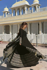 Thumbnail for Yash Enterprise Black Rayon Party Wear Embroidery Suit Set - Distacart