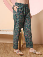 Thumbnail for Yufta Green Pure Cotton Chikankari Straight Kurta Dupatta Pant Set