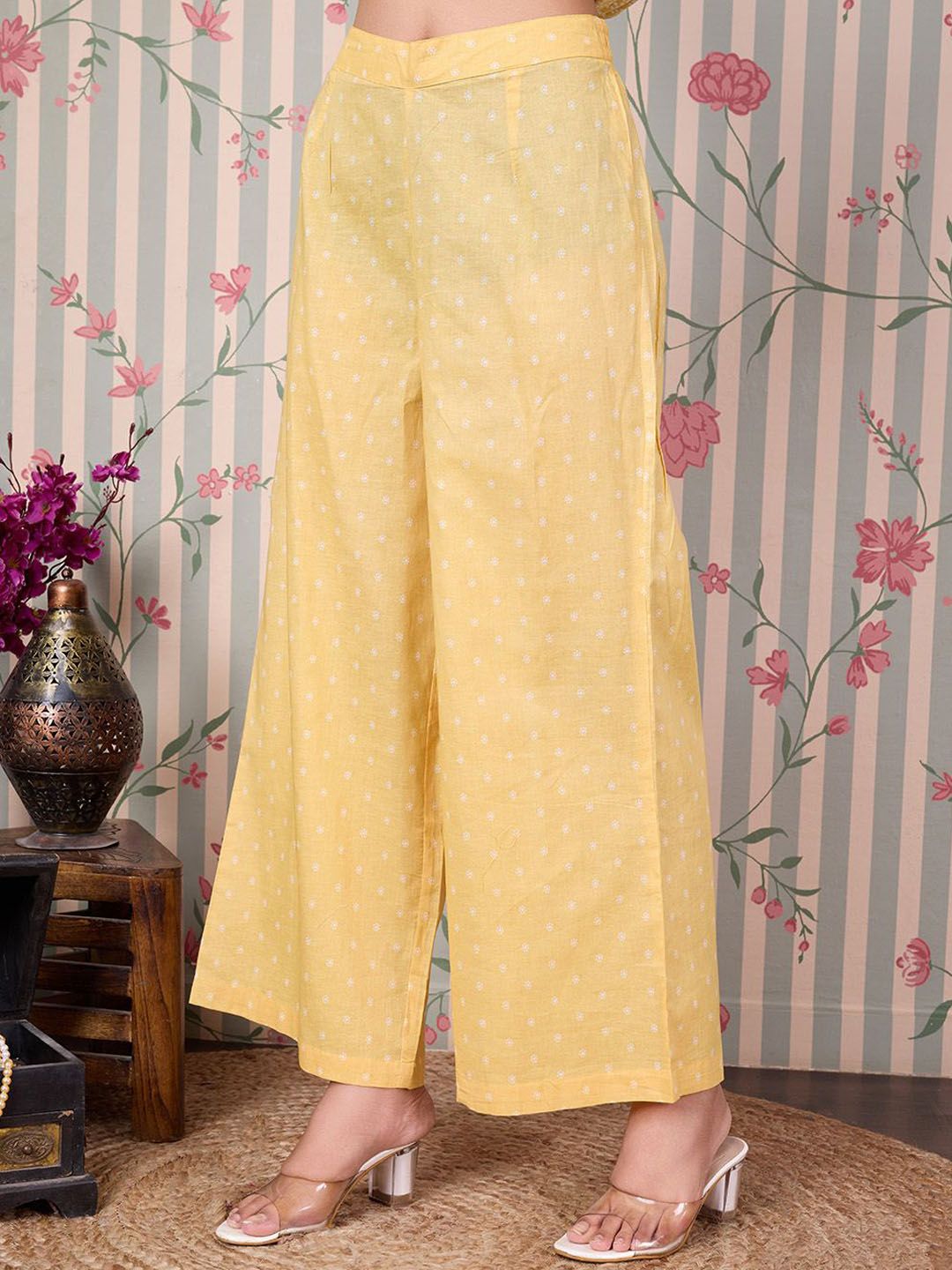 Ode by House of Pataudi Bandhani Printed Angrakha Pure Cotton Kurta with Trousers - Distacart