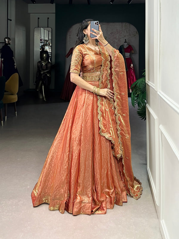 Pramukh Fab Orange Color Fendi Lehenga Choli