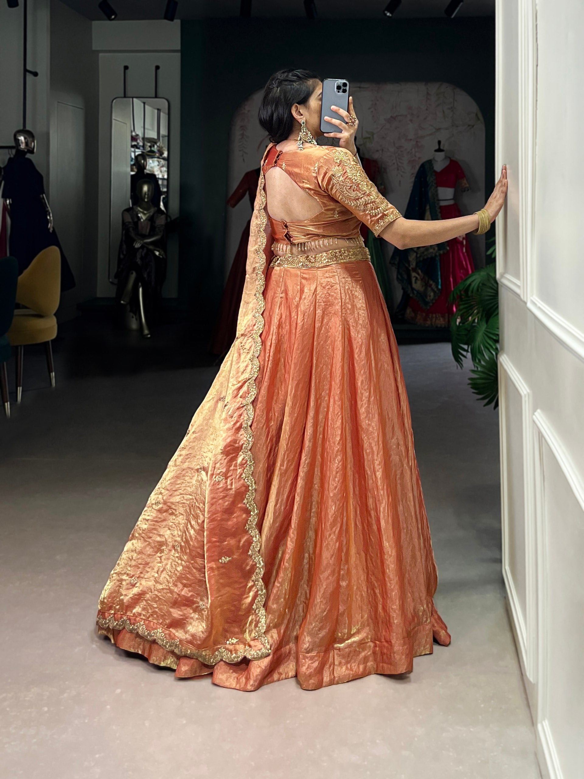 Pramukh Fab Orange Color Fendi Lehenga Choli