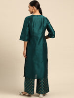 Thumbnail for All About You Ethnic Motifs Embroidered Yoke Design Regular Sequinned Kurta with Palazzos - Distacart