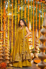 Thumbnail for Yash Enterprise Yellow Silk Party Wear Embroidery Anarkali Suit Set - Distacart
