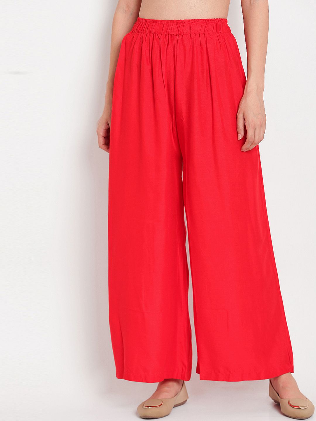 TAG 7 Women Pack of 2 Black & Red Solid Flared Palazzos - Distacart