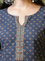 Thumbnail for Yufta Blue Cotton Geometric Regular Top