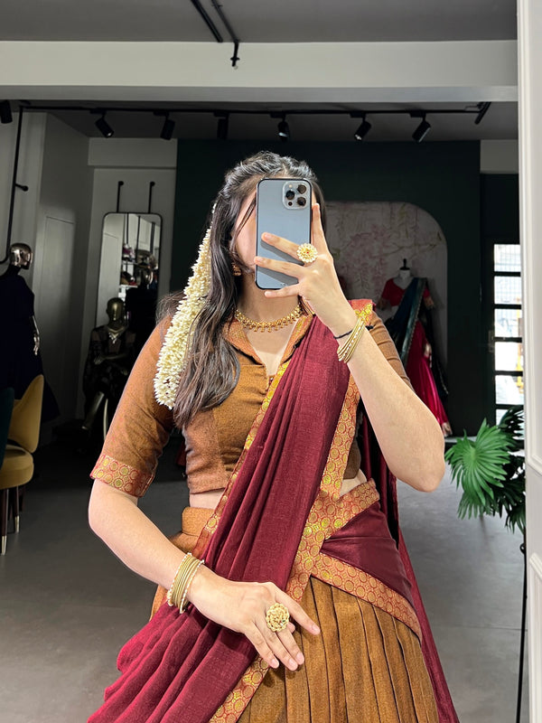 Pramukh Fab Mustard Color Narayan Pet Lehenga Choli