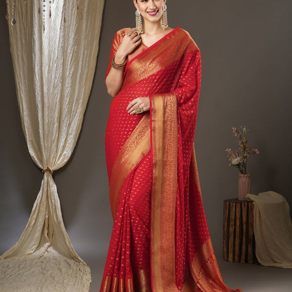 Anouk Ethnic Motifs Zari Pure Georgette Kanjeevaram Saree - Distacart