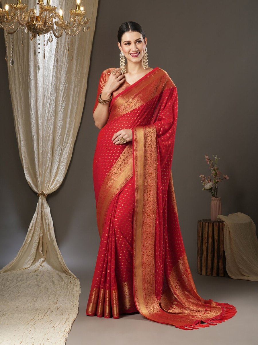 Anouk Ethnic Motifs Zari Pure Georgette Kanjeevaram Saree - Distacart