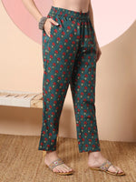 Thumbnail for Yufta Green Floral Embroidered Kurta with Trousers with dupatta Set