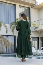 Thumbnail for The52 Women's Beautiful Embroidery Work Vichitra Silk Fabric Flared Anarkali Pant and Dupatta Set - Distacart