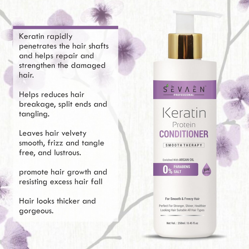 Sevaen Keratin Smooth Shampoo & Keratin Smooth Conditioner & Hair Serum - Distacart