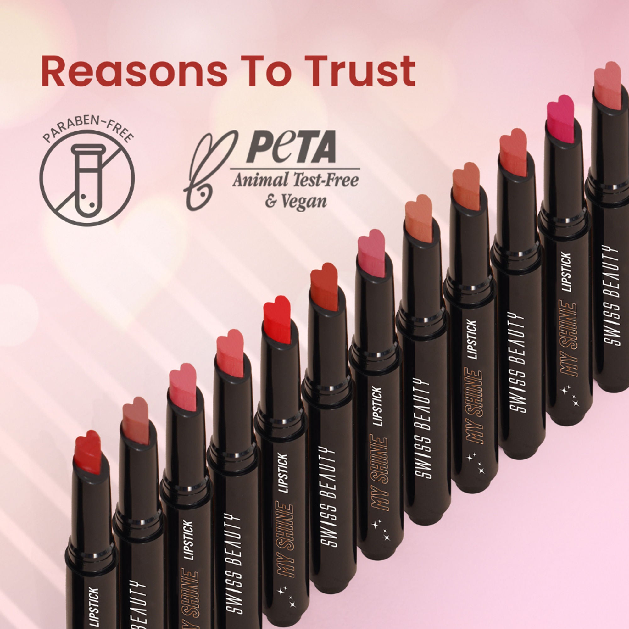 Swiss Beauty My Shine High Pigmented & Long-Lasting Lipstick Enriched with Vitamin E - 05 Candyman Pink - Distacart