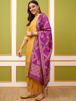 Thumbnail for Vishudh Yellow Ethnic Motifs Printed Regular Kurta With Palazzos & Dupatta