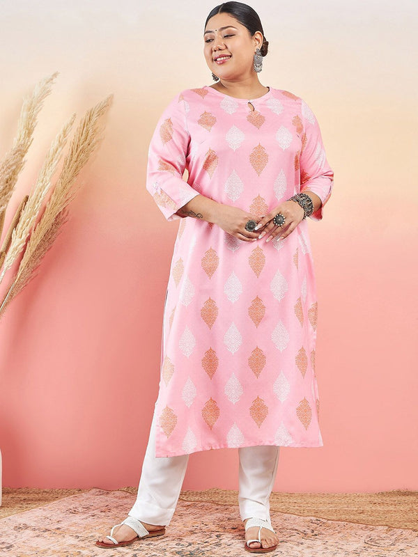 Sztori Ethnic Motifs Printed Keyhole Neck Straight Kurta With Trouser