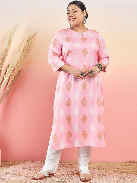 Sztori Ethnic Motifs Printed Keyhole Neck Straight Kurta With Trouser
