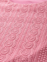Thumbnail for Anouk Women Pink Chikankari Embroidered Kurta with Palazzos - Distacart