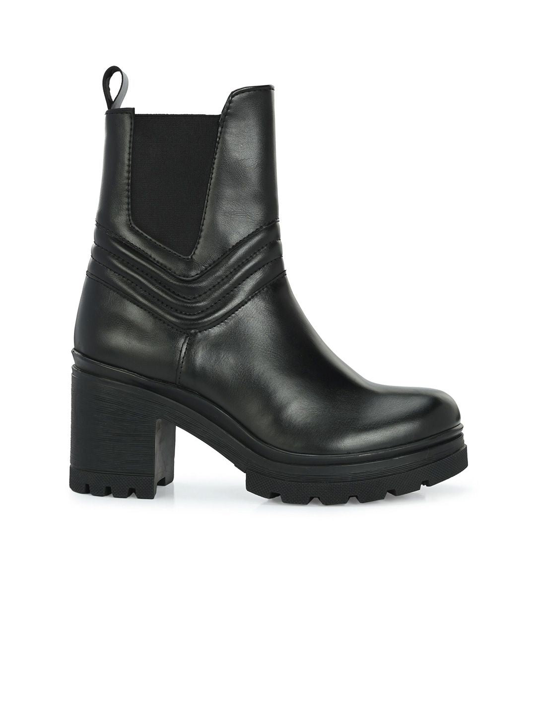 Delize Women Block Heeled High-Top Chelsea Boots