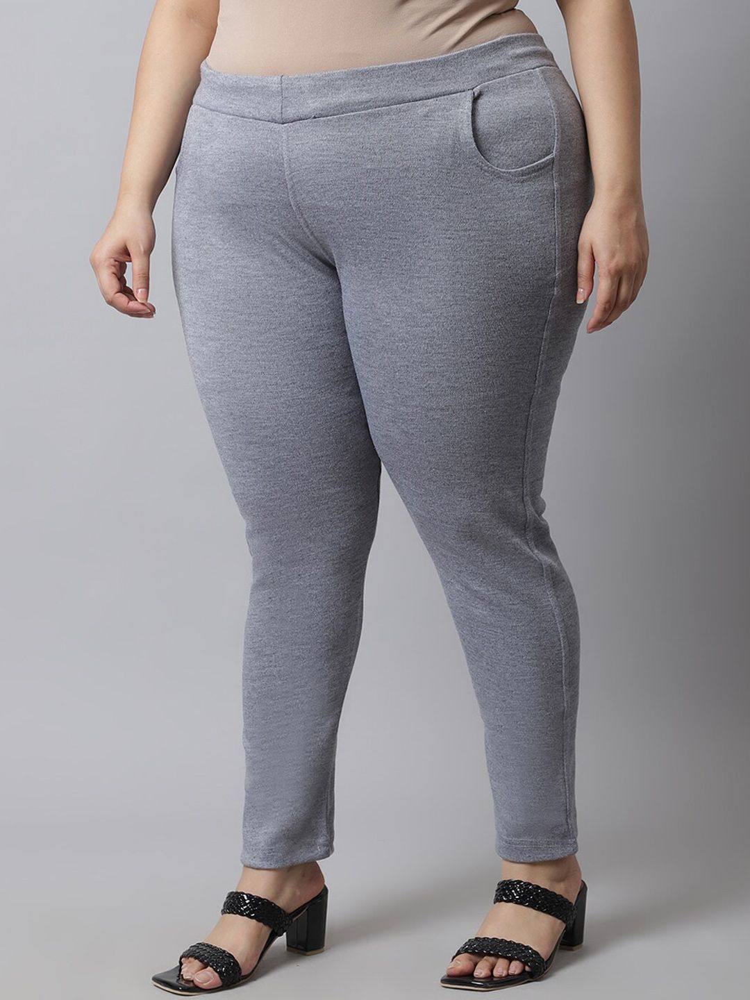 TAG 7 Women Grey Plus size Solid Ankle-Length Leggings - Distacart