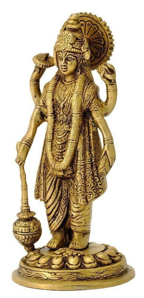 Artvarko Brass Lord Vishnu Narayan Holding Club Brass Statue - Distacart