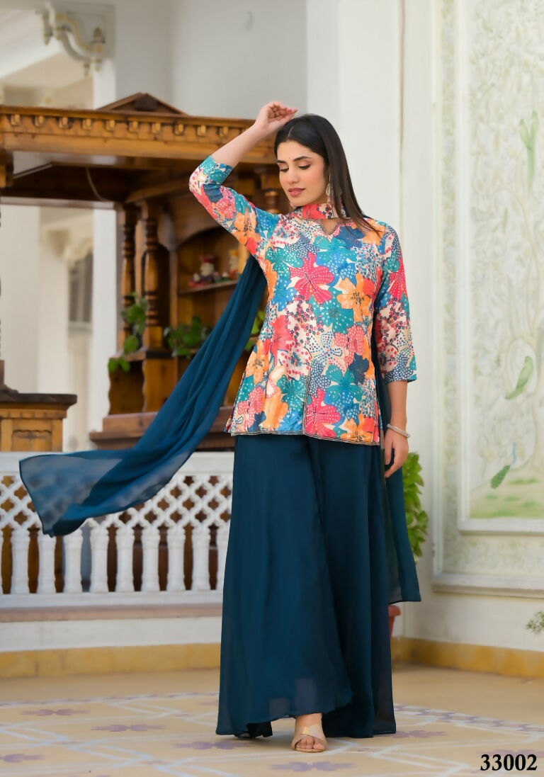 Designer Stylish Cream Dull satin Stitched Suit With Dupatta - Samya - Distacart