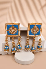 Thumbnail for New Stylish Meenakari Blue Jhumki Earring for Womens by House of Ree - Distacart