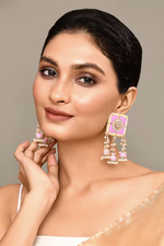 Thumbnail for New Stylish Meenakari Pink Jhumki Earring for Womens by House of Ree - Distacart