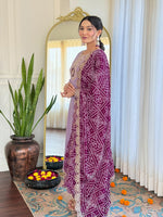 Thumbnail for The52 Women's Lavender Embroidered Viscose Fabric Straight Kurta, Pant and Dupatta Set