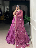 Thumbnail for Pramukh Fab Plum Color Silk Crepe Lehenga Choli