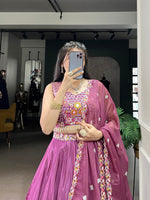 Thumbnail for Pramukh Fab Plum Color Silk Crepe Lehenga Choli
