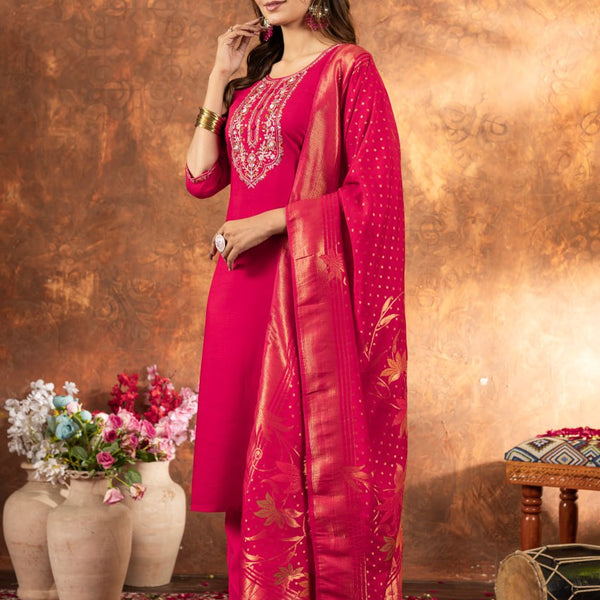 Pramukh Fab Pink Color Marina Silk Kurta Set - Distacart