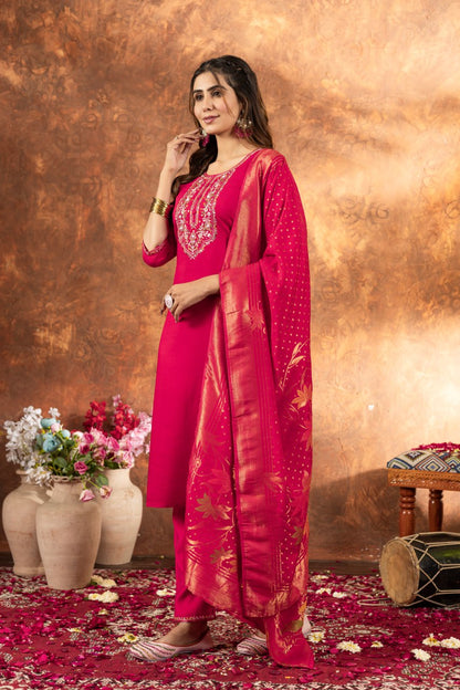 Pramukh Fab Pink Color Marina Silk Kurta Set - Distacart
