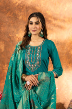Thumbnail for Pramukh Fab Sea Green Color Marina Silk Kurta Set - Distacart